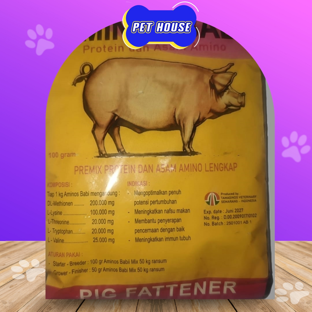 Obat Vitamin Babi Aminos Babi 100Gram – Supplemen Pemacu Pertumbuhan Babi, Cepat Gemuk Besar & Berat