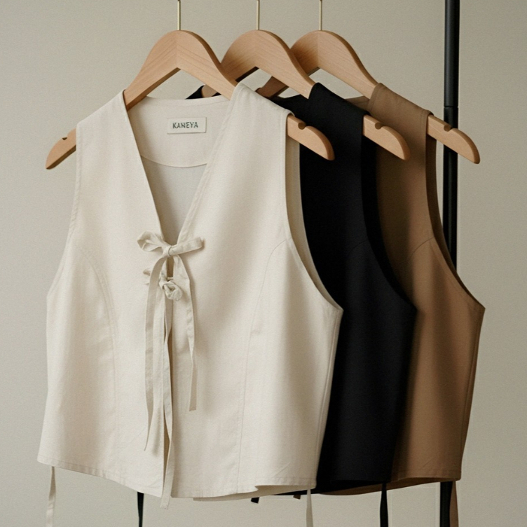 Luna Vest - Outer Rompi Wanita Tali Depan - Fashion Harian Korean Style Kekinian