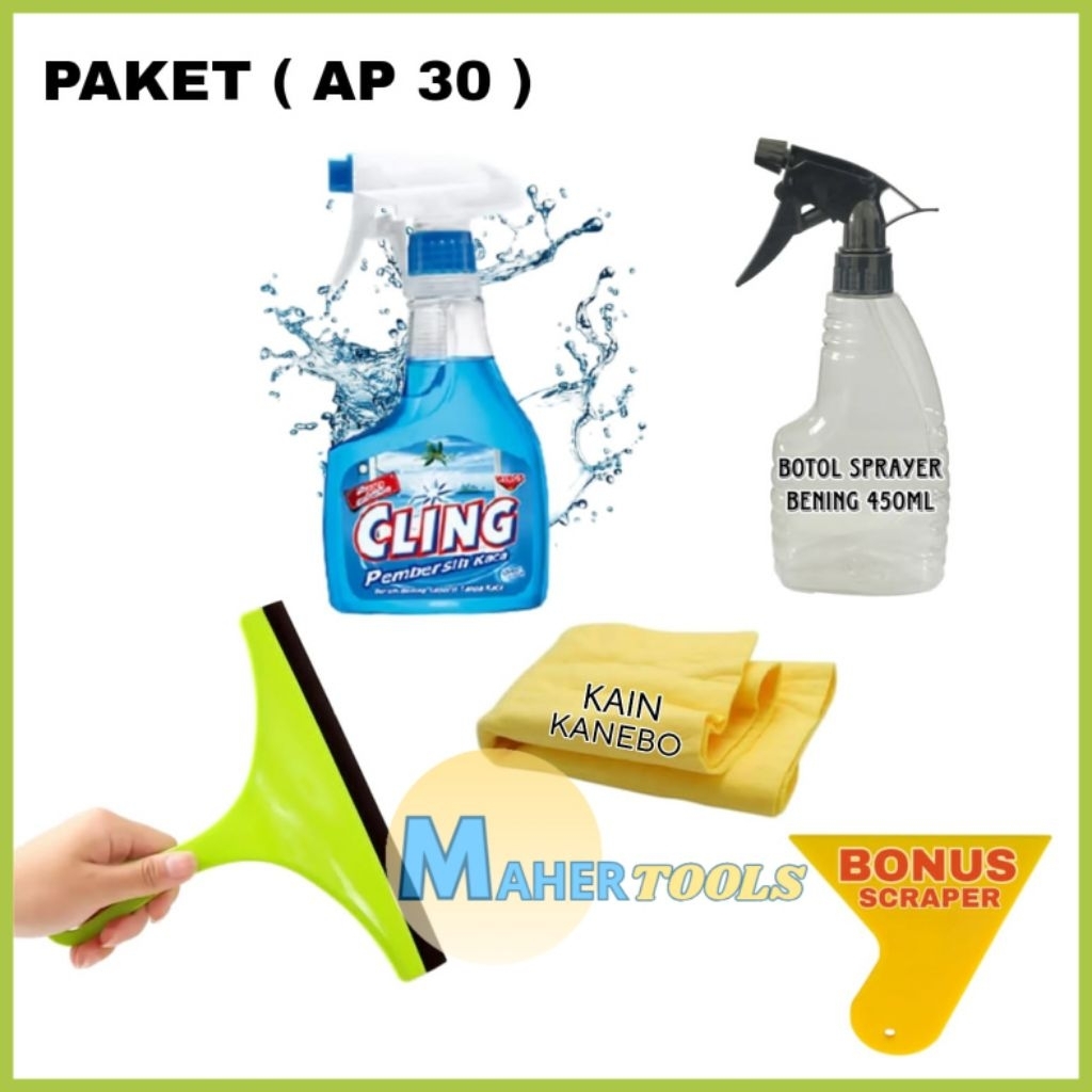 PAKET ALAT PEMBERSIH KACA JENDELA CLING PEMBERSIH KACA WIPPER PEMBERSIH KACA JENDELA BOTOL SPRAY 440