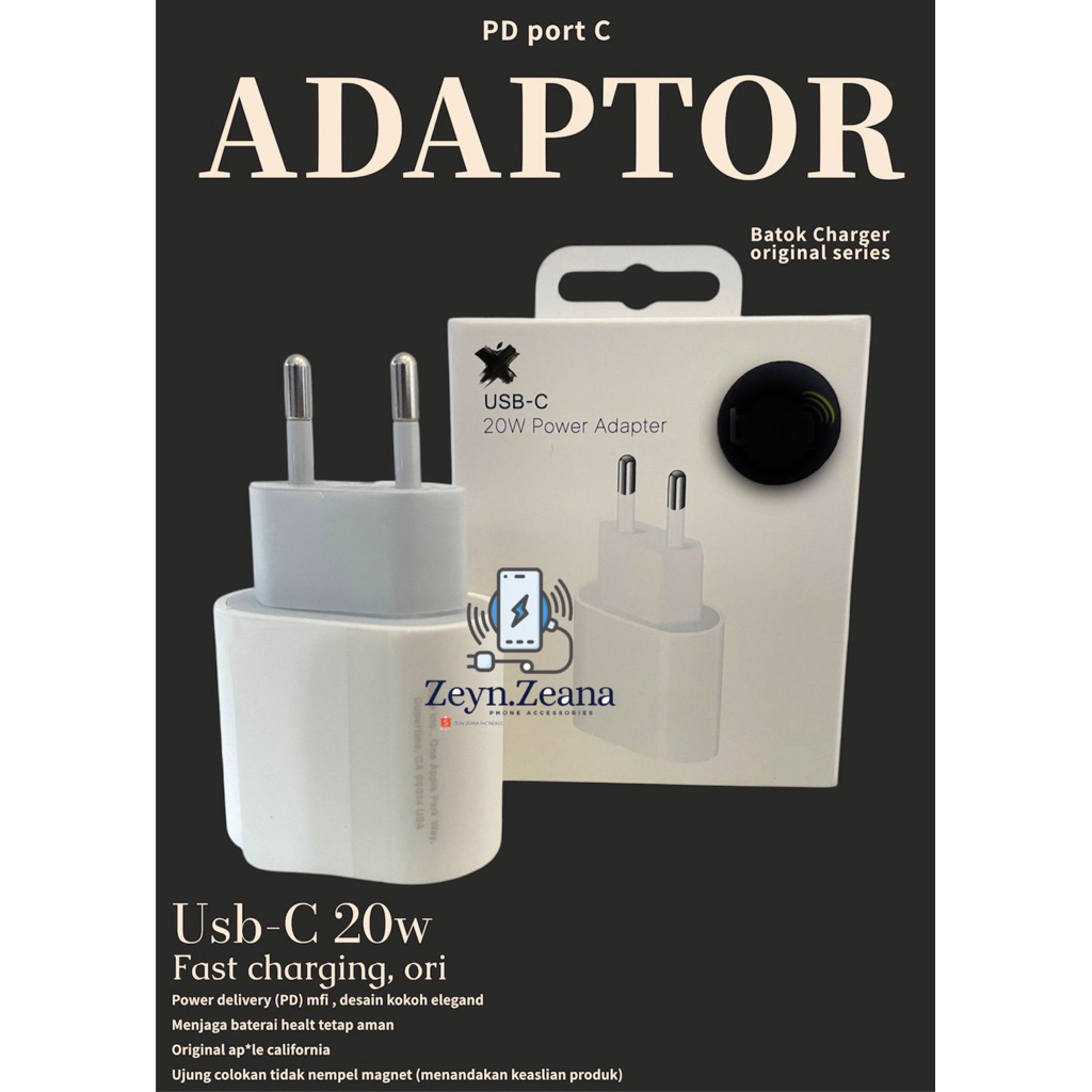 USB C TO C ADAPTER CHARGER 20 WATT FAST CHARGING PD MFI