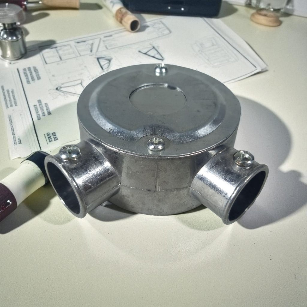 Tee Dus Cabang 2 Aluminium 20mm Kotak Sambungan Pipa Kabel Listrik Two Way T Box Conduit Fitting D-4