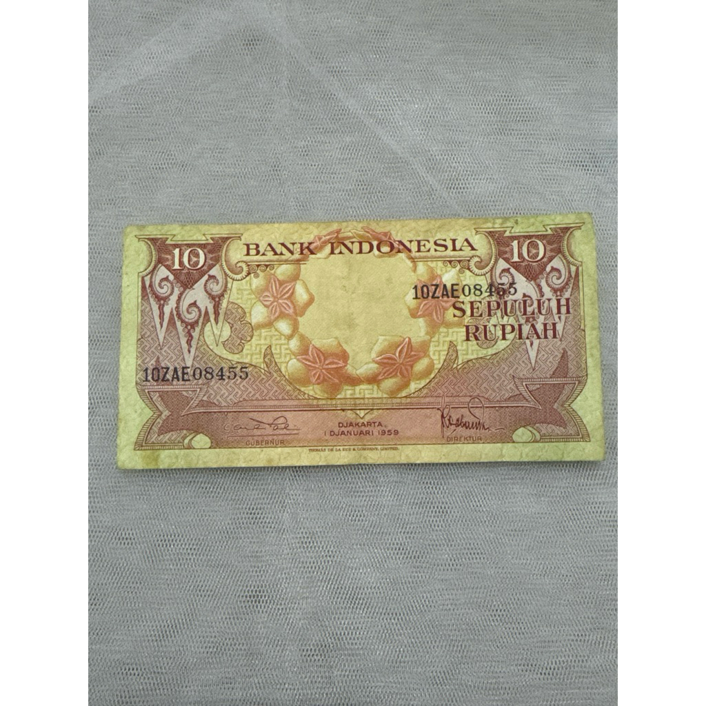 Uang Kertas Kuno 10 Rupiah 1959