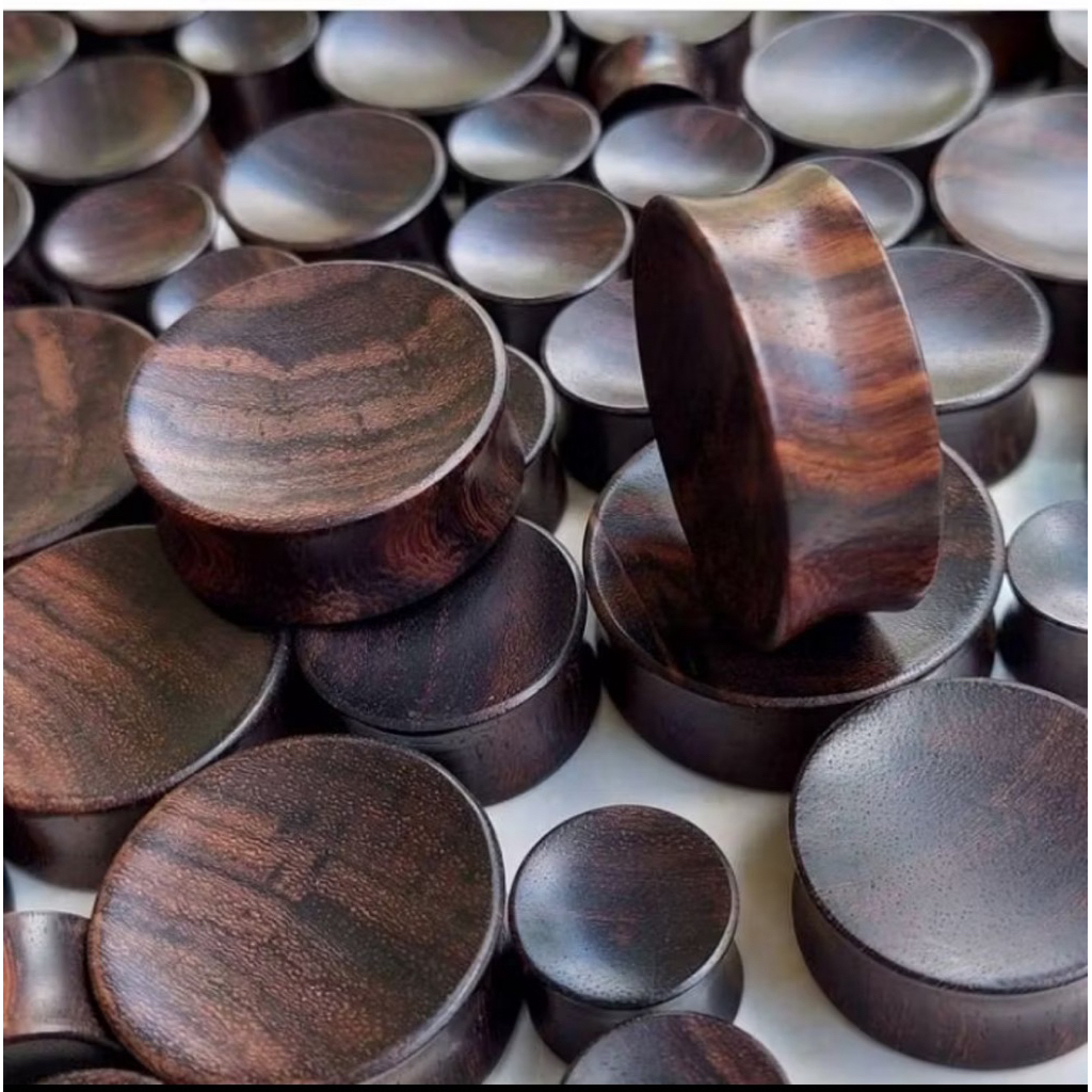 Sepasang 2 pcs wood earplug 6mm - 60mm SONO KELING-anting plong kayu-anting kayu