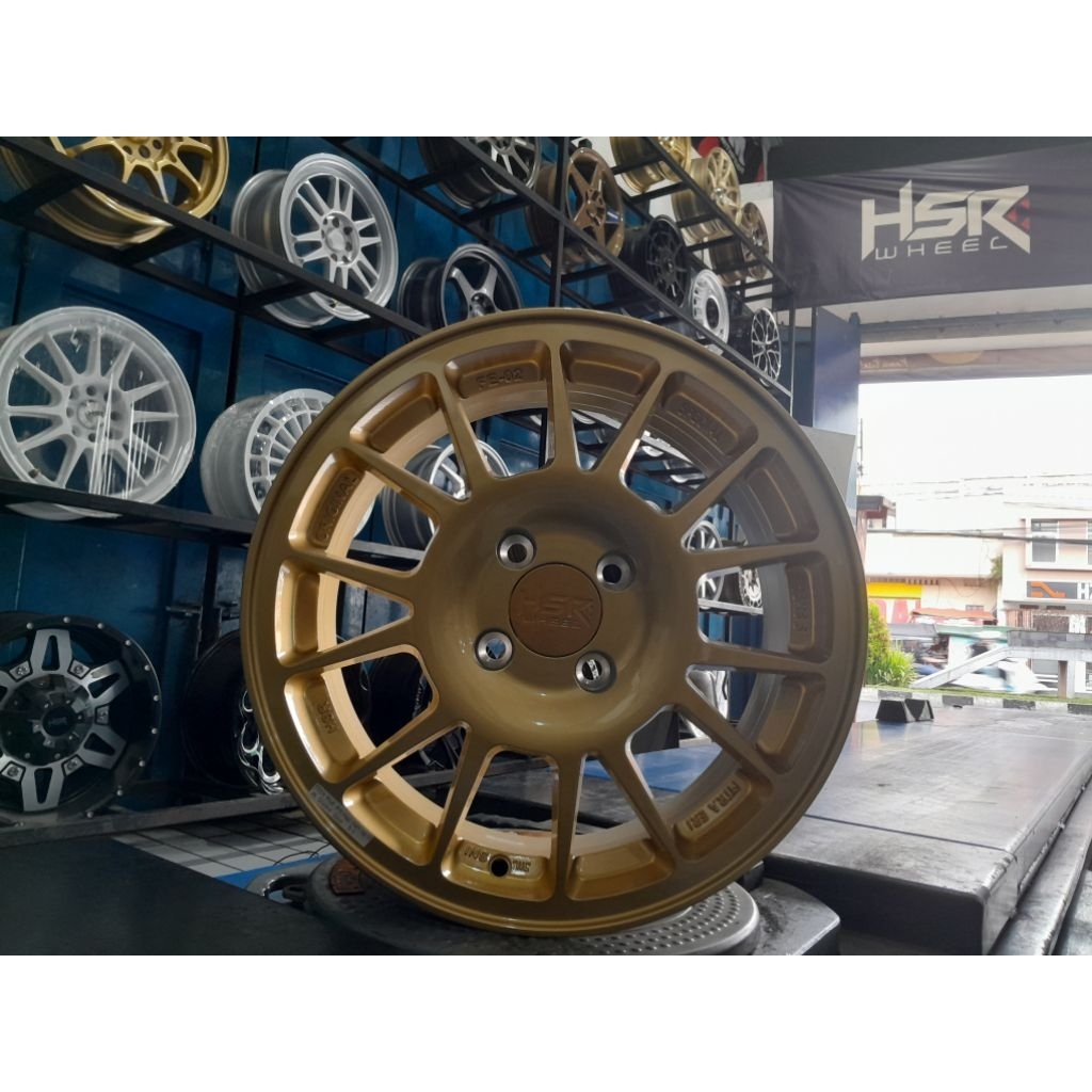 Pelek HSR Original Ring 15 PCD 4x100 Fe02 R15 Lebar 6,5 GLOSSY Gold Velg Baru