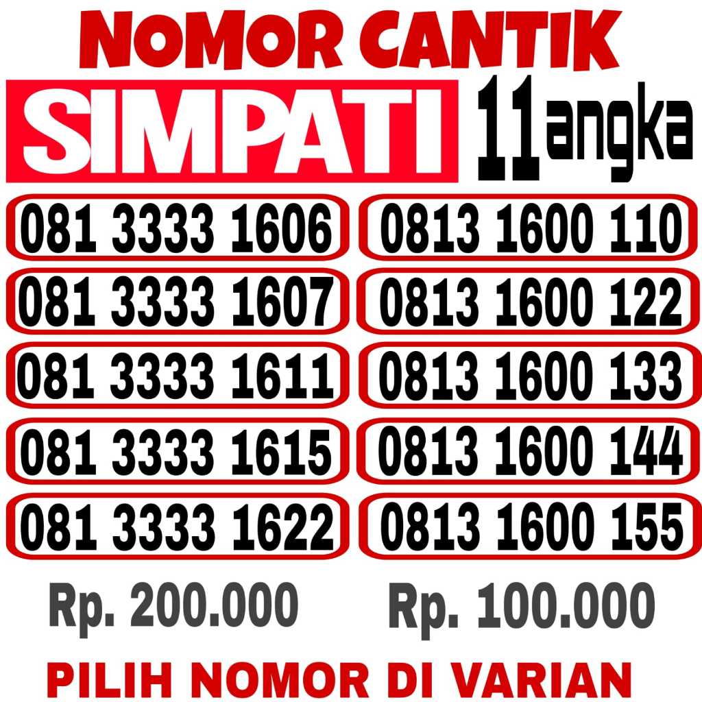 KARTU PERDANA TELKOMSEL  NOMOR CANTIK SIMPATI 11 ANGKA