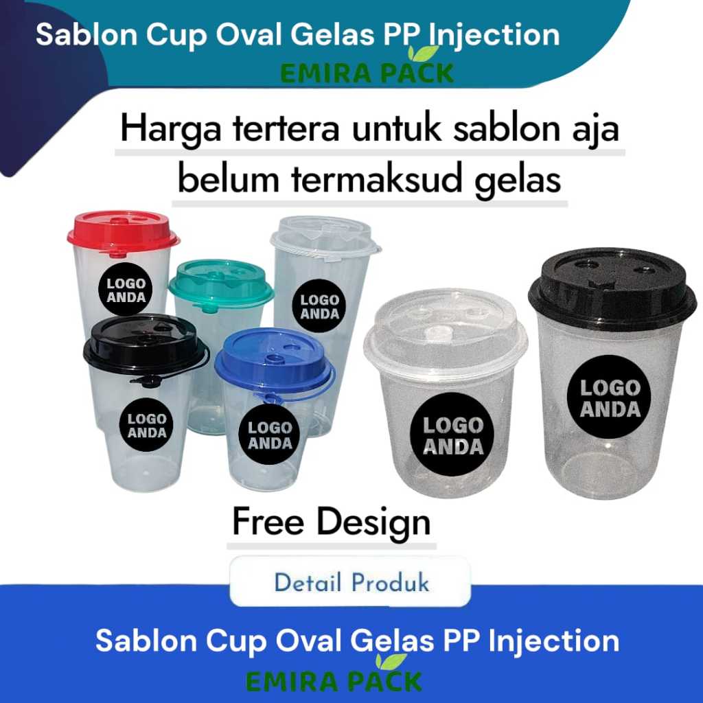 Sablon Gelas Cup Plastik PP Injection Hanya Sablon