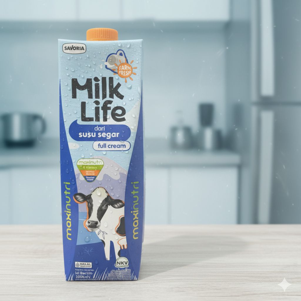 UHT SUSU FULL CREAM MILK LIFE 1 LITER 1000ML DARI 100% SUSU SEGAR
