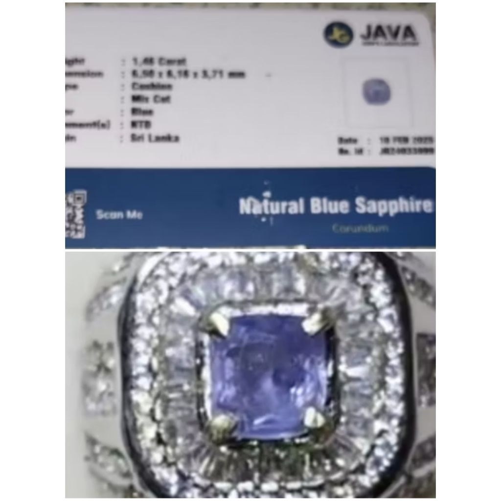 Natural Blue Sapphire Srilanka + Memo, kode98