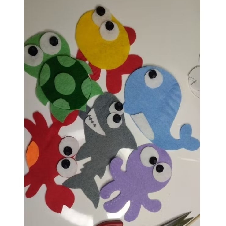 Aplikasi flanel homemade Mainan edukasi anak karakter hewan laut