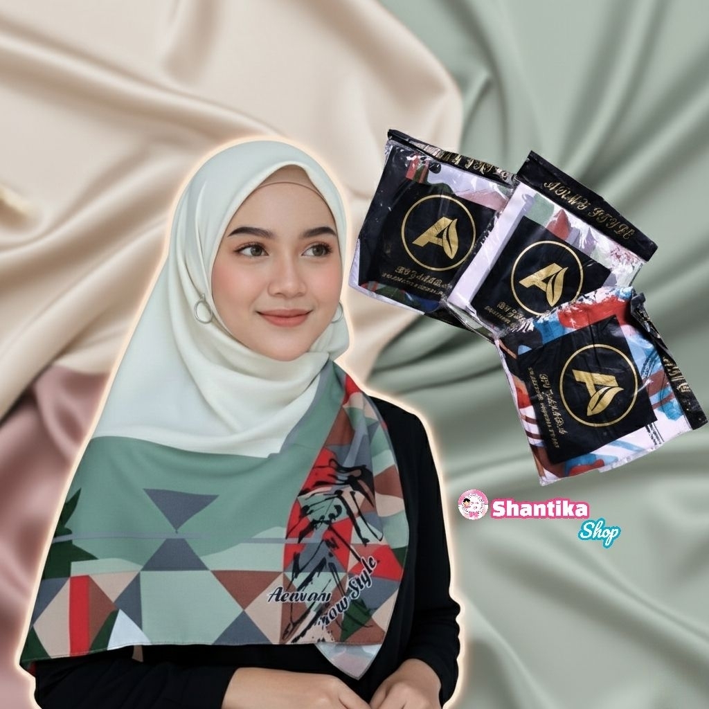 New  Hijab Segi empat voal motif Motif Army Style