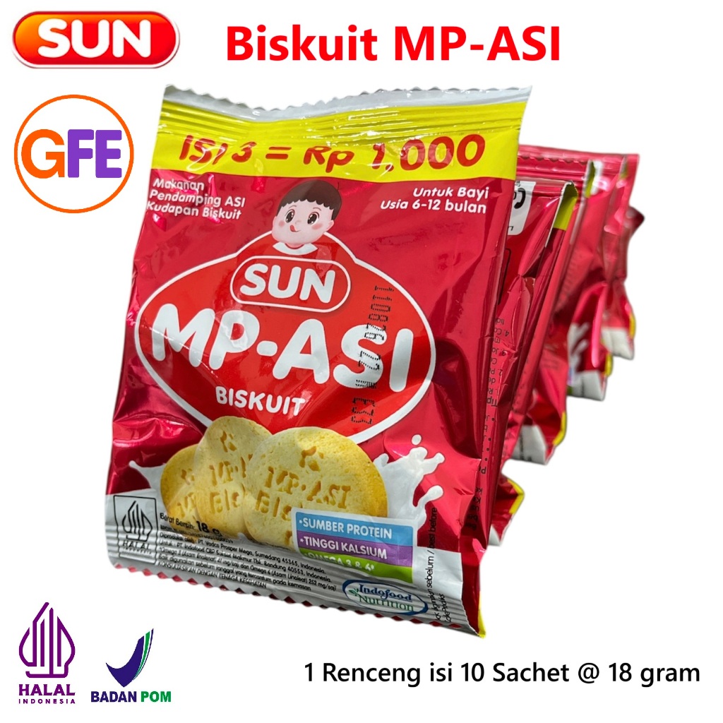 SUN Biskuit MP-ASI Renceng isi 10 Sachet 18g MPASI Bayi Baby Biscuit Tinggi Protein Kalsium