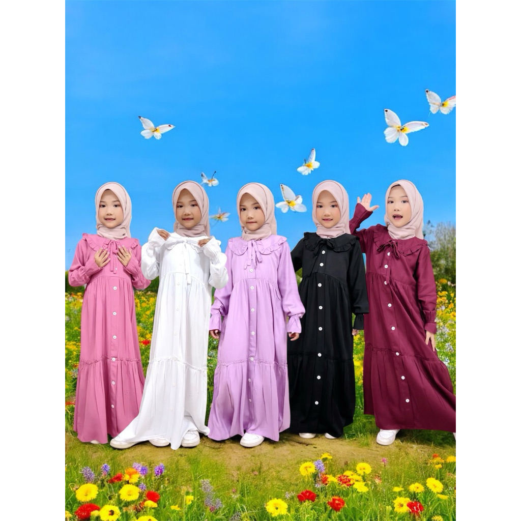 Gamis Anak Rayon Twill Premium baju dress muslimah umur 1-12 tahun