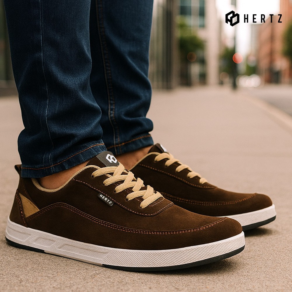 Hertz - Sepatu Sneakers Pria H 4203 Brand Hertz Sepatu Casual Hangout Kuliah Kerja Acara Warna Cokla