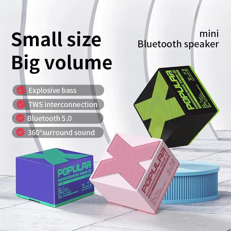 X1 Bluetooth Speaker Wireless Outdoor BT 5.0 Portable Subwoofer Stereo Surround Sound 40mm Mini Blue