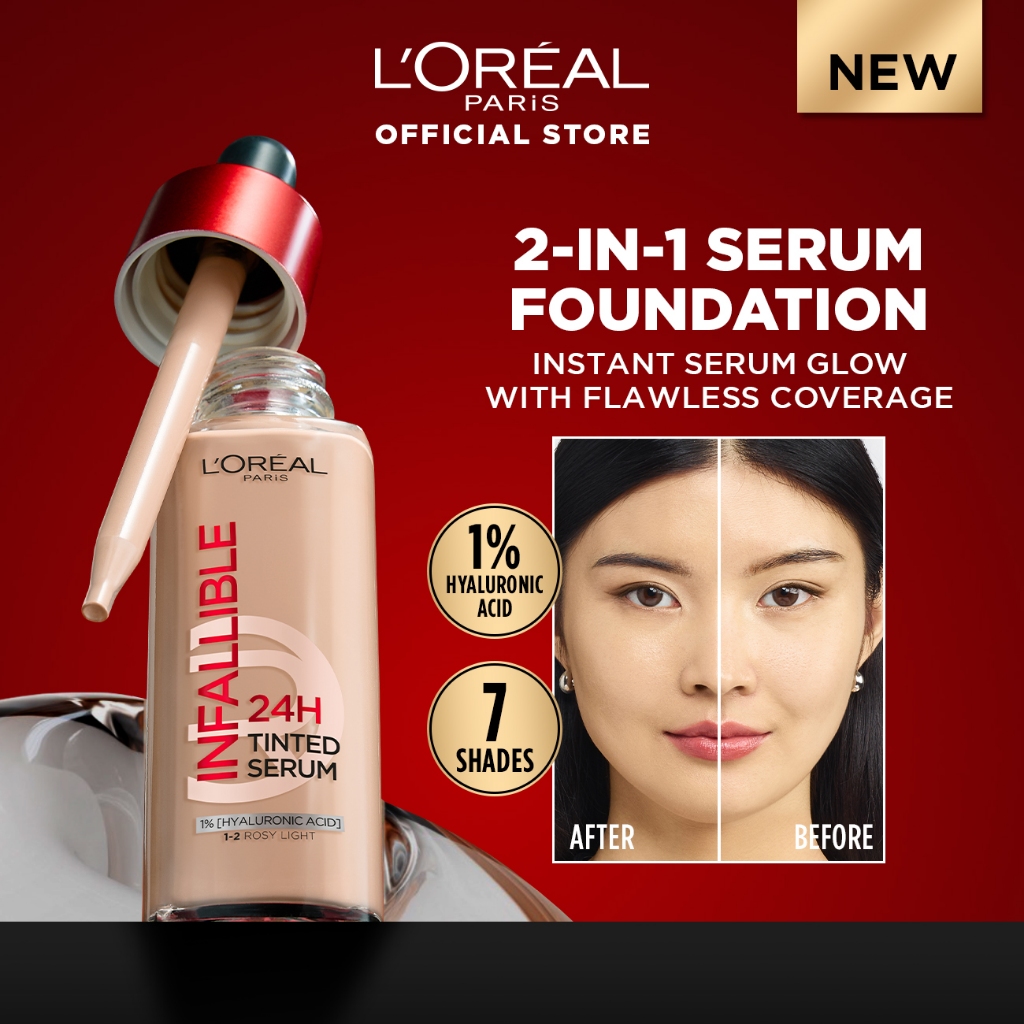 [BARU] L'OREAL PARIS INFALLIBLE 24H TINTED SERUM FOUNDATION LIGHTWEIGHT BREATHABLE RINGAN TAHAN HING