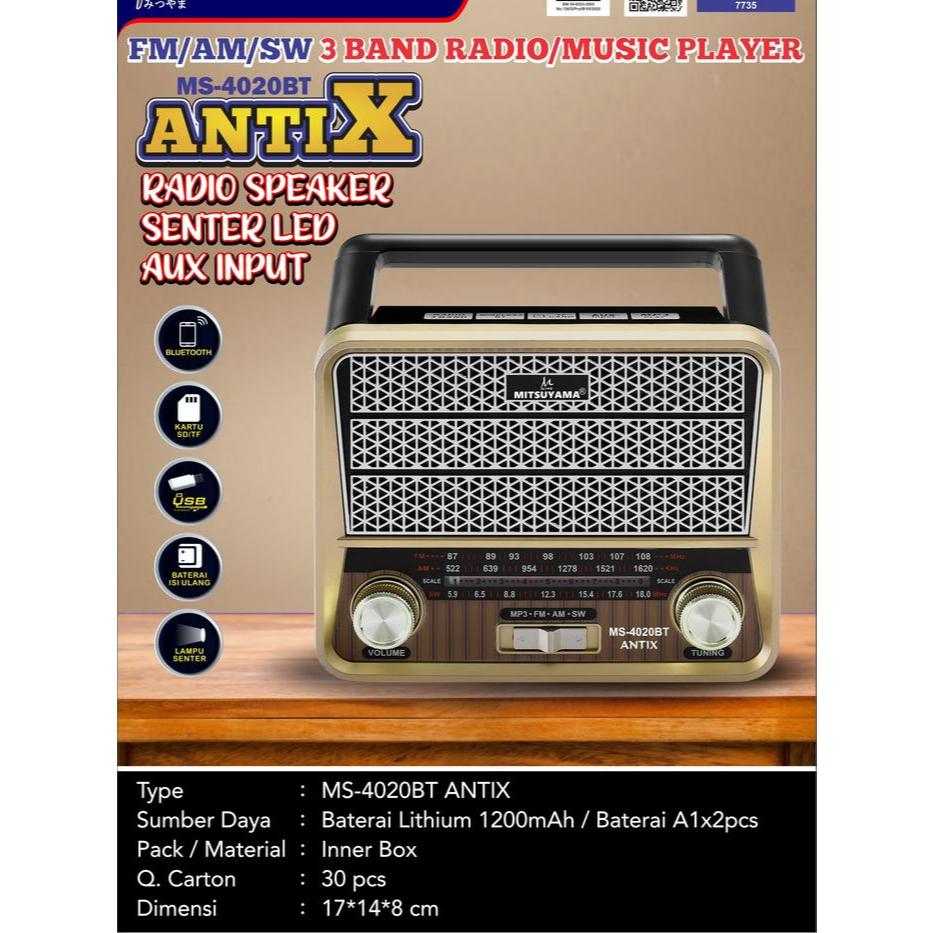 Radio Speaker Senter LED Bluetooth Mp3 MS-4020BT Antix