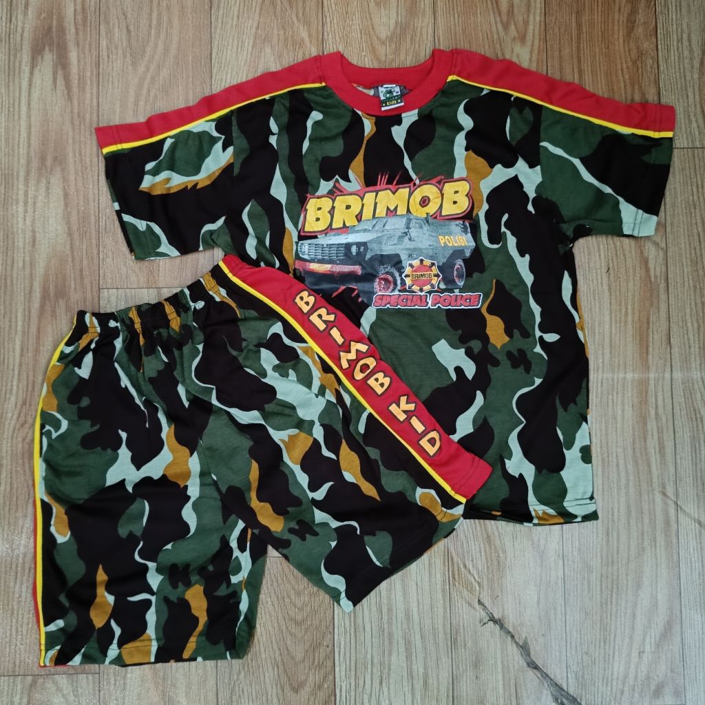 Kaos Pendek Loreng Brimob Anak / Kaos Anak Loreng Brimob / Kaos Brimob Anak