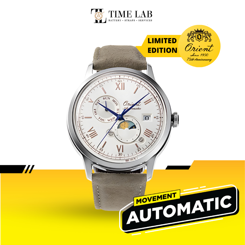 JAM TANGAN PRIA ORIENT BAMBINO SUN & MOON RA-AK0808S LIMITED EDITION 75TH ANNIVERSARY AUTOMATIC