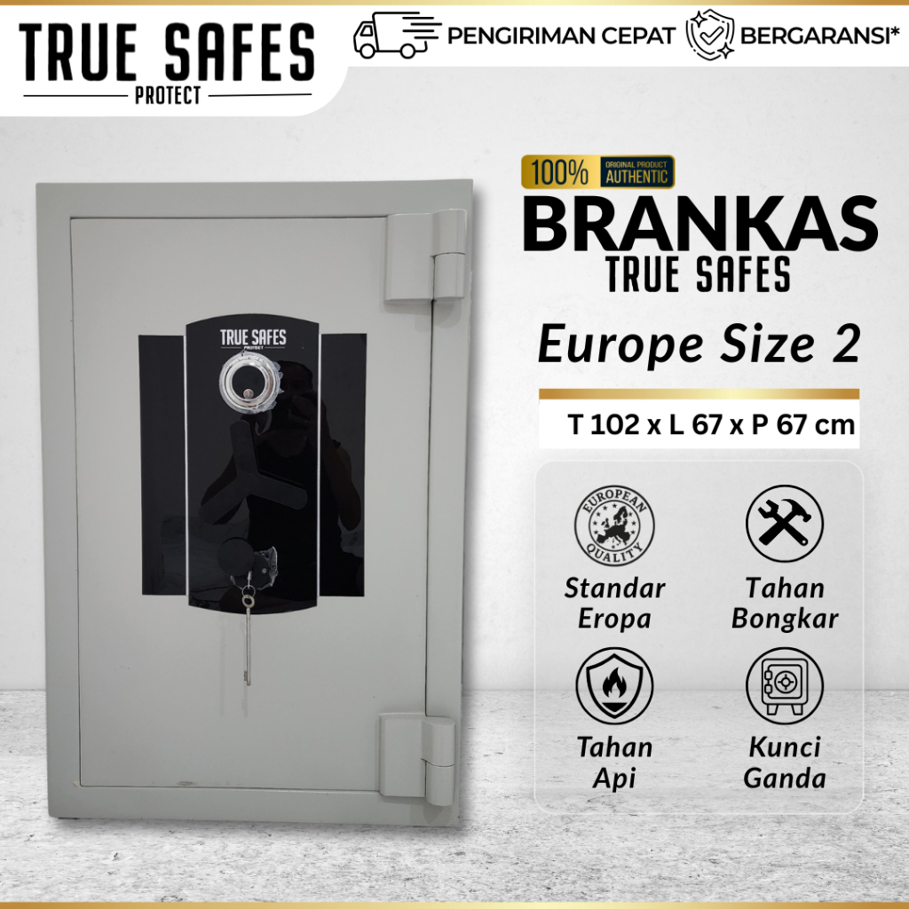 Truesafes Brankas Europe Size 2 Safety Box Tahan Api Tahan Bongkar Brankas Emas Dokumen