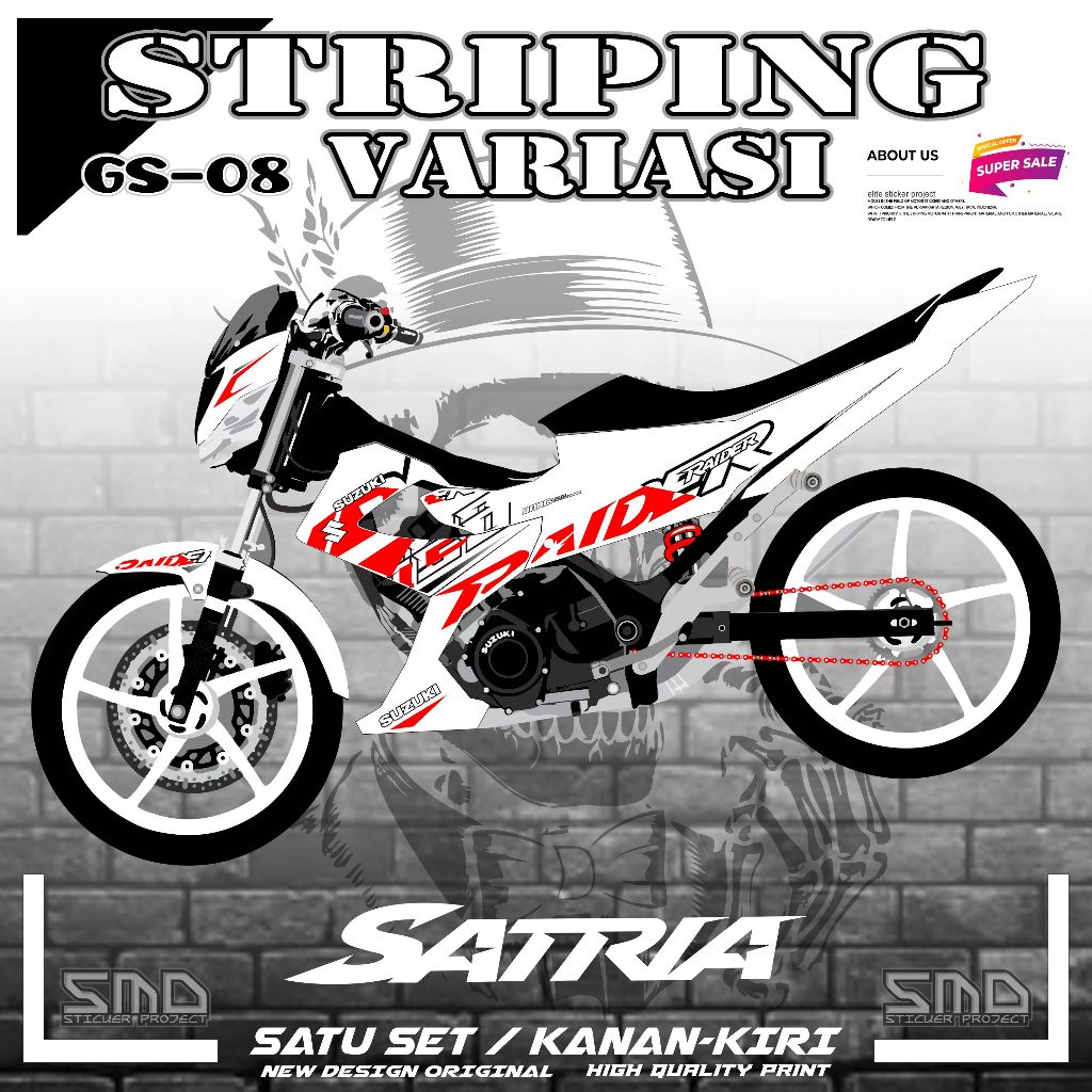 STRIPING VARIASI MOTOR SUZUKI SATRIA FU FL SIMPEL TAHAN LAMA MOTIF RAIDER
