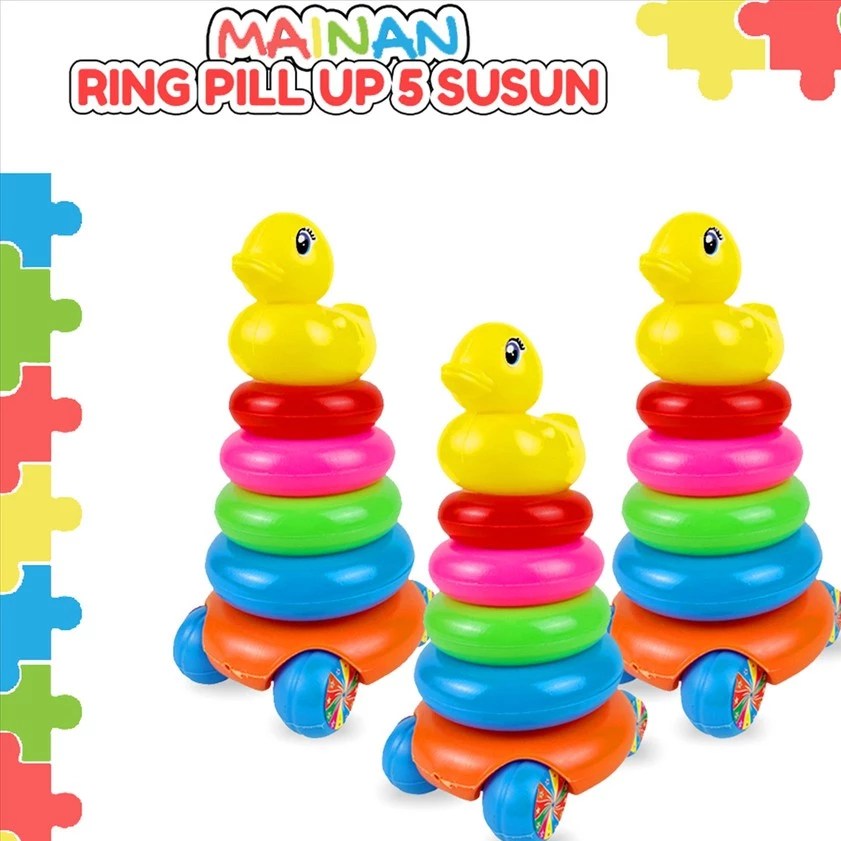 SALE Mainan Edukasi Bayi 1 2 3 4 Bulan RIng Donat Roda 5 Susun Bebek Bayi Motorik No.436 Baby Toys S