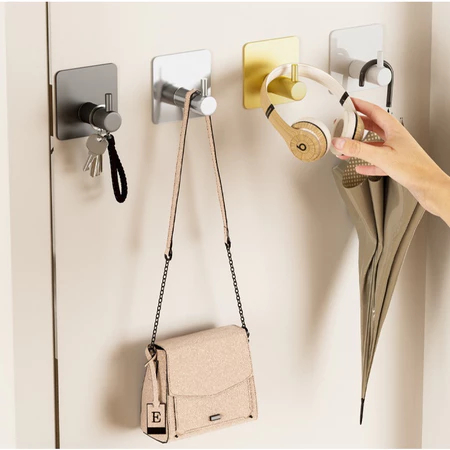 Gantungan Dinding Stainless Elegan Anti Karat Perekat Kuat Untuk  Handuk Tas Baju  / Hook Dinding