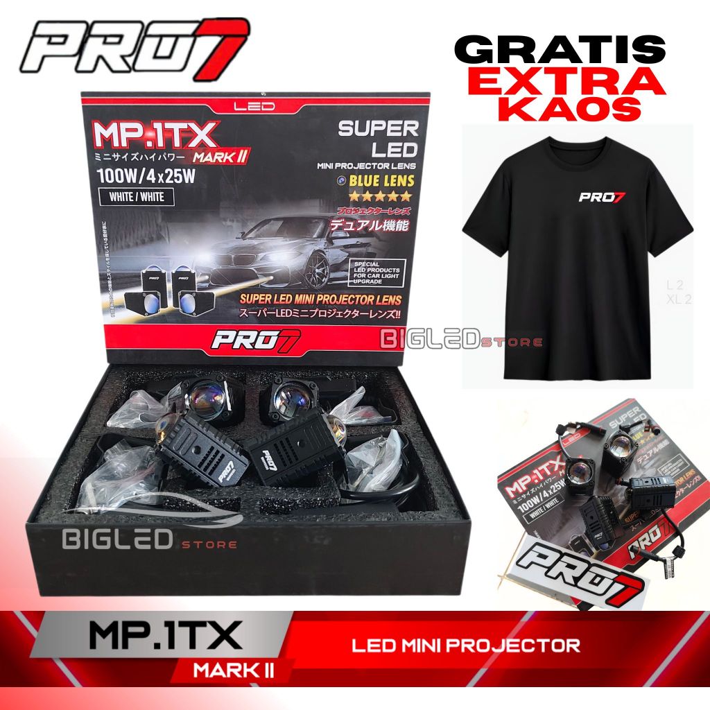 [GRATIS EXTRA KAOS] PRO7 MP1TX MP 1TX MP.1TX MARK 2 II LAMPU MINI PROJECTOR CRISTAL LENS 25Wx4 100W 