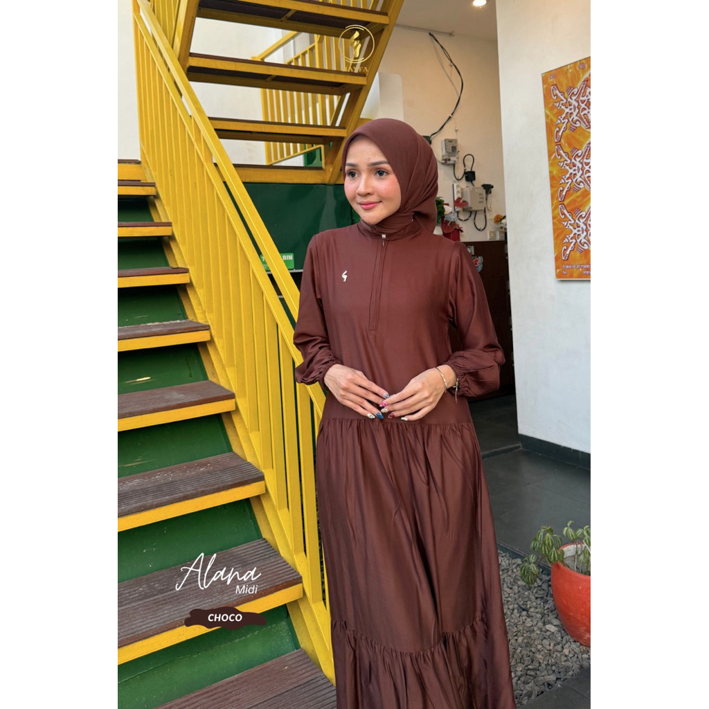 ALANA MIDI BY HAYFA // MIDI DRESS POLOS DAILY SIMPLE RAMPLE RAYON TWILL PREMIUM