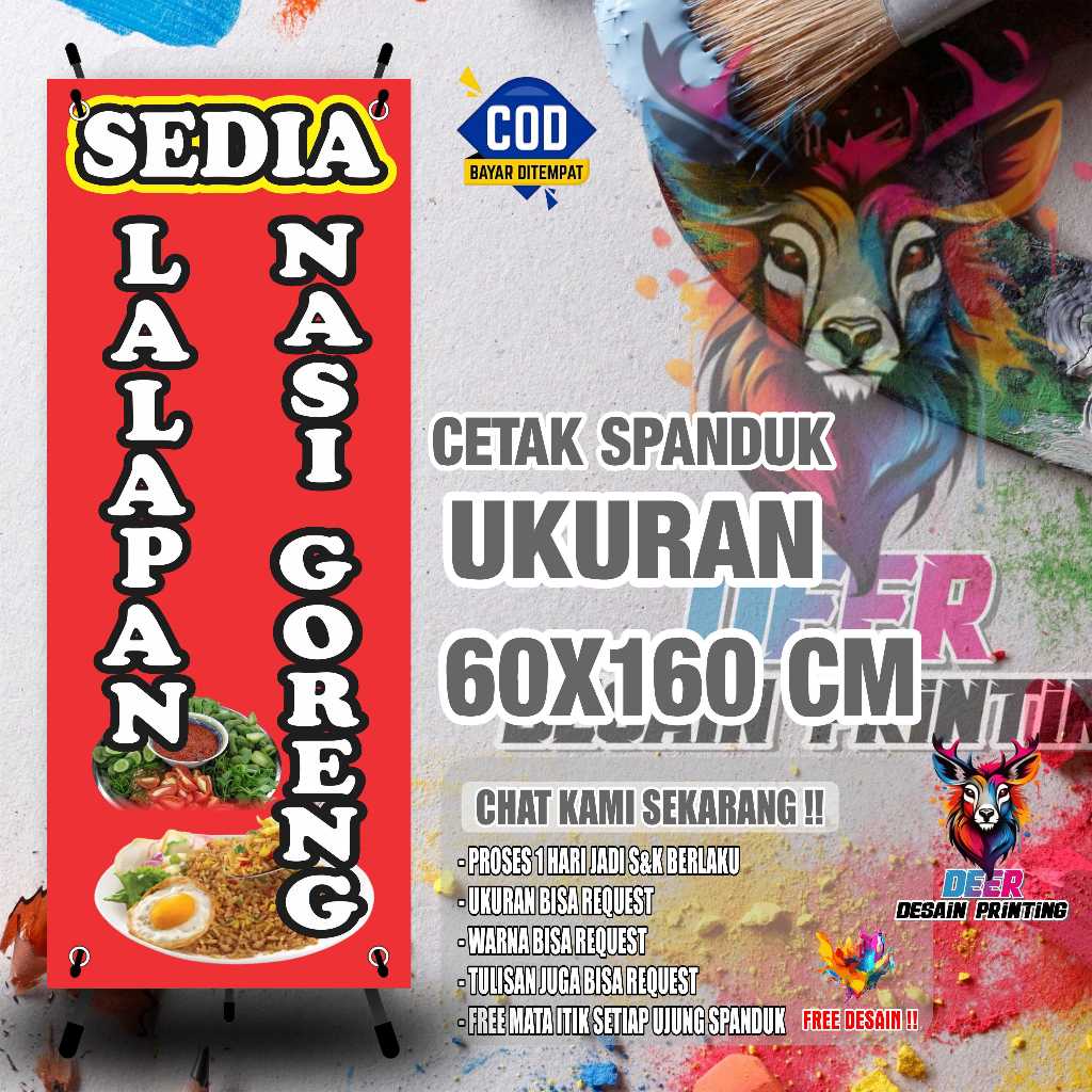Cetak Spanduk Cetak Banner NASI GORENG ANEKA LALAPAN Free Desain