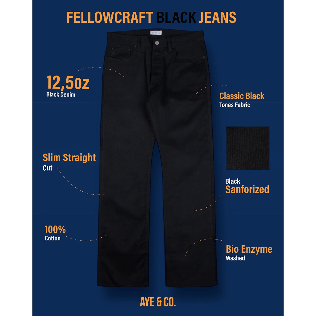 AYE & CO - Fellowcraft Black Jeans - Slim Straight