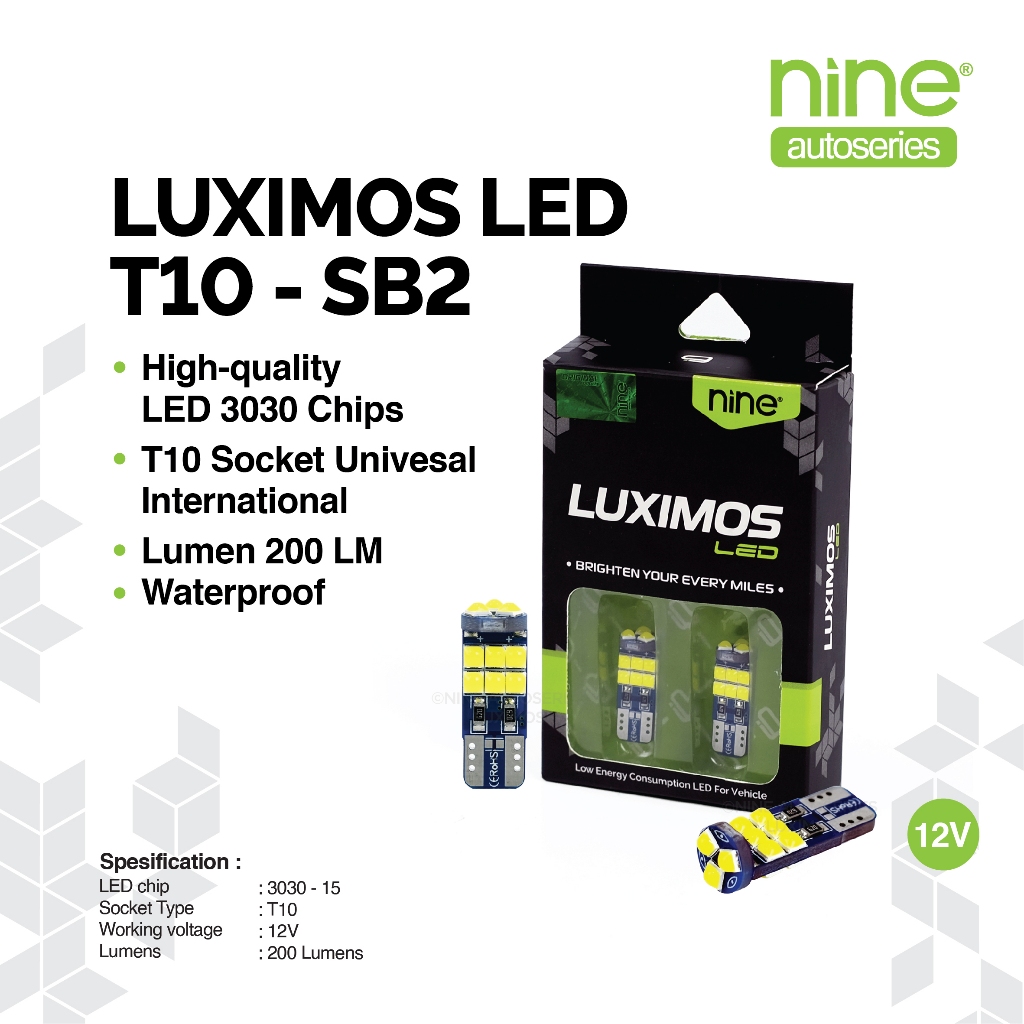 LUXIMOS Lampu T10 Sein Senja Plat Kota Seri Super Terang LED 15 Mata CSP SB2 - NINE AUTOSERIES