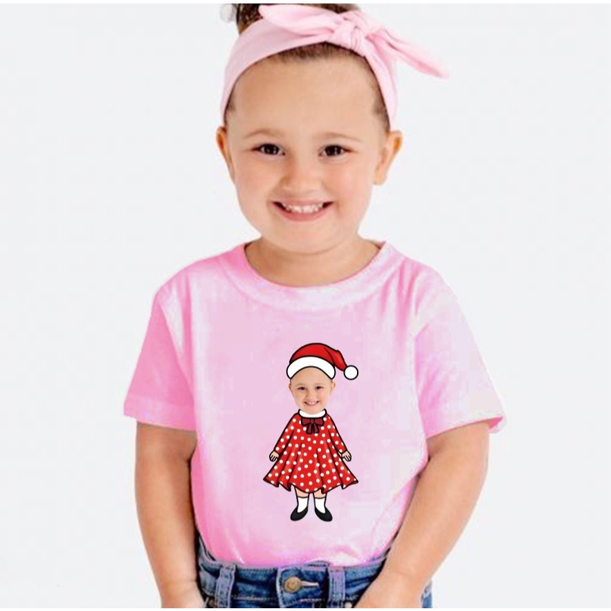 Herlin Collection- Kaos Couple Christmas Custom Muka Foto Pakai Kostum Natal