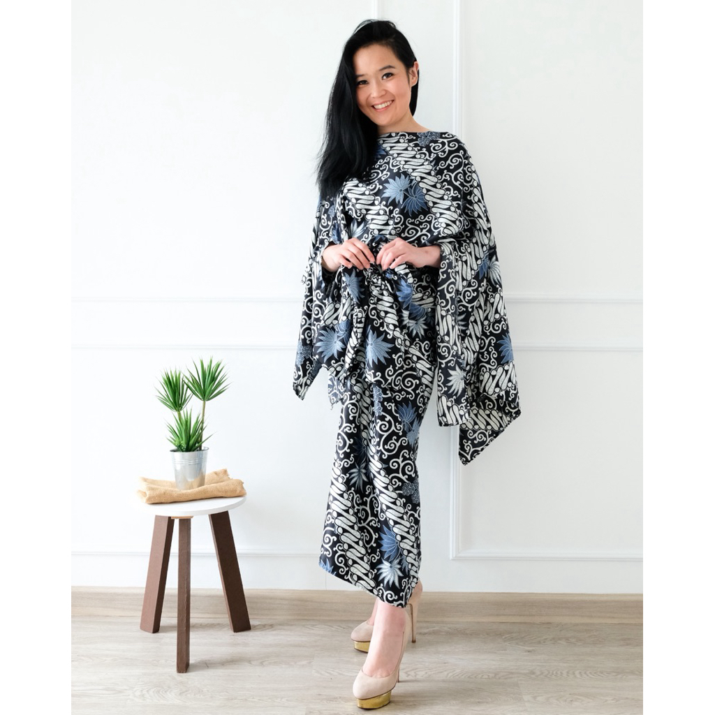 ONESET KAFTAN ROK LILIT ATASAN LENGAN KALONG KAFTAN LEBARAN KONDANGAN BATIK MODERN SETELAN KAFTAN JU