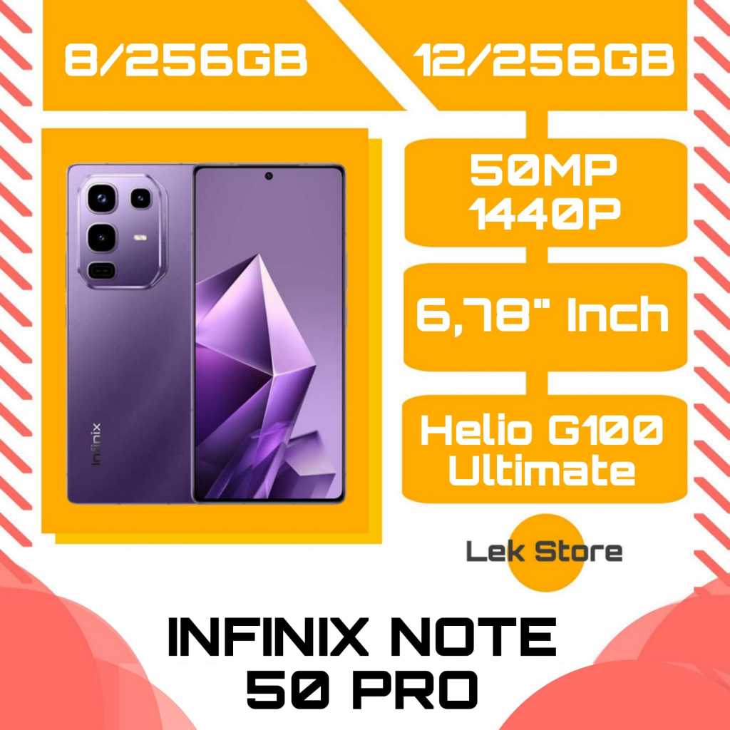 INFINIX NOTE 50 PRO RAM 8/256GB, 12/256GB - GARANSI RESMI - FREE AKSESORIS - HANDPHONE - SMARTPHONE