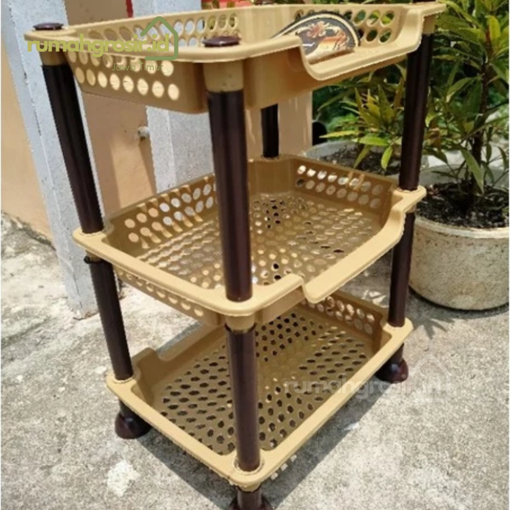 [HOBBIT] RAK PLASTIK 3 SUSUN RAK KOSMETIK RAK DAPUR RAK BAWANG RAK MINI