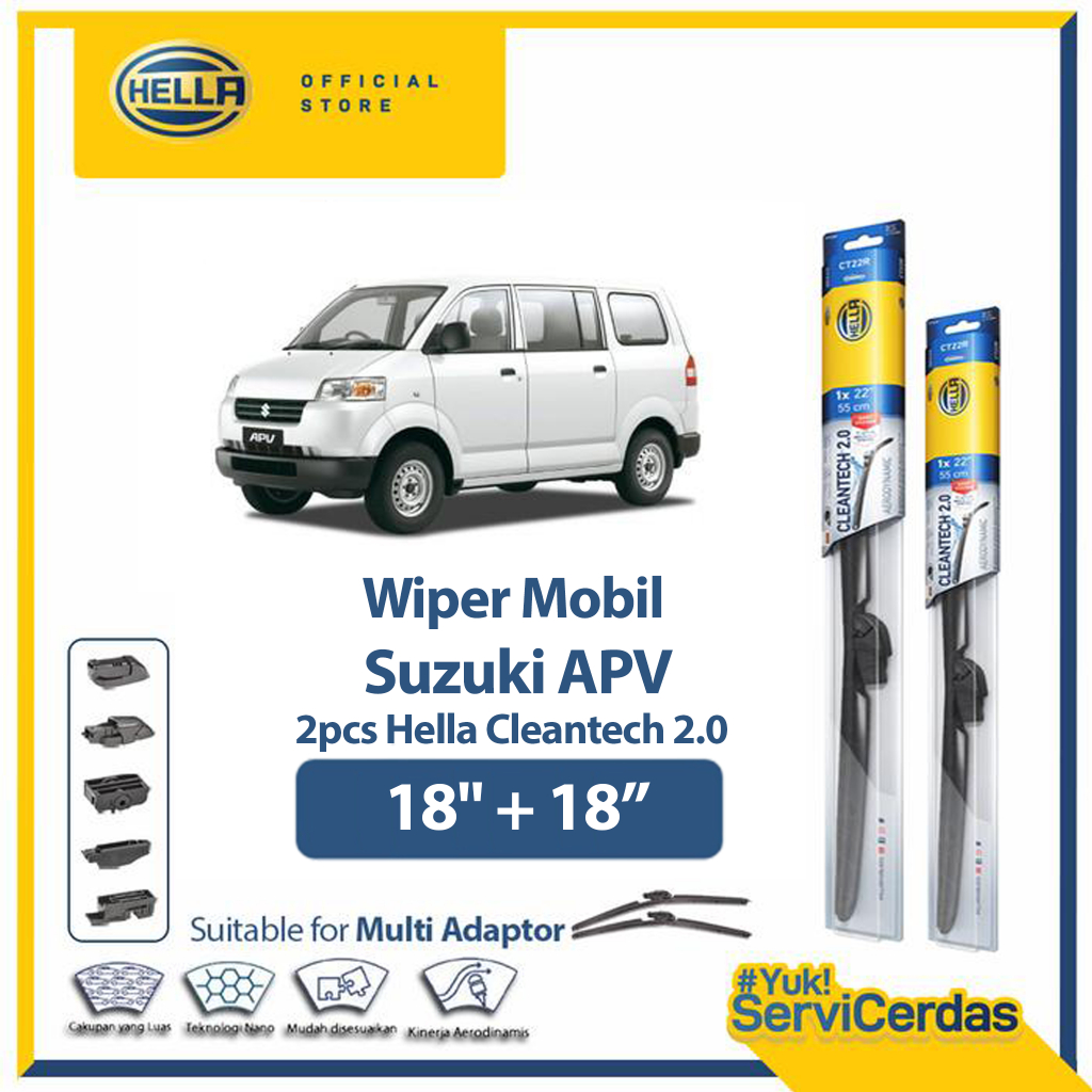 Wiper Mobil SUZUKI APV 18” + 18” (2pcs) - HELLA Cleantech 2.0
