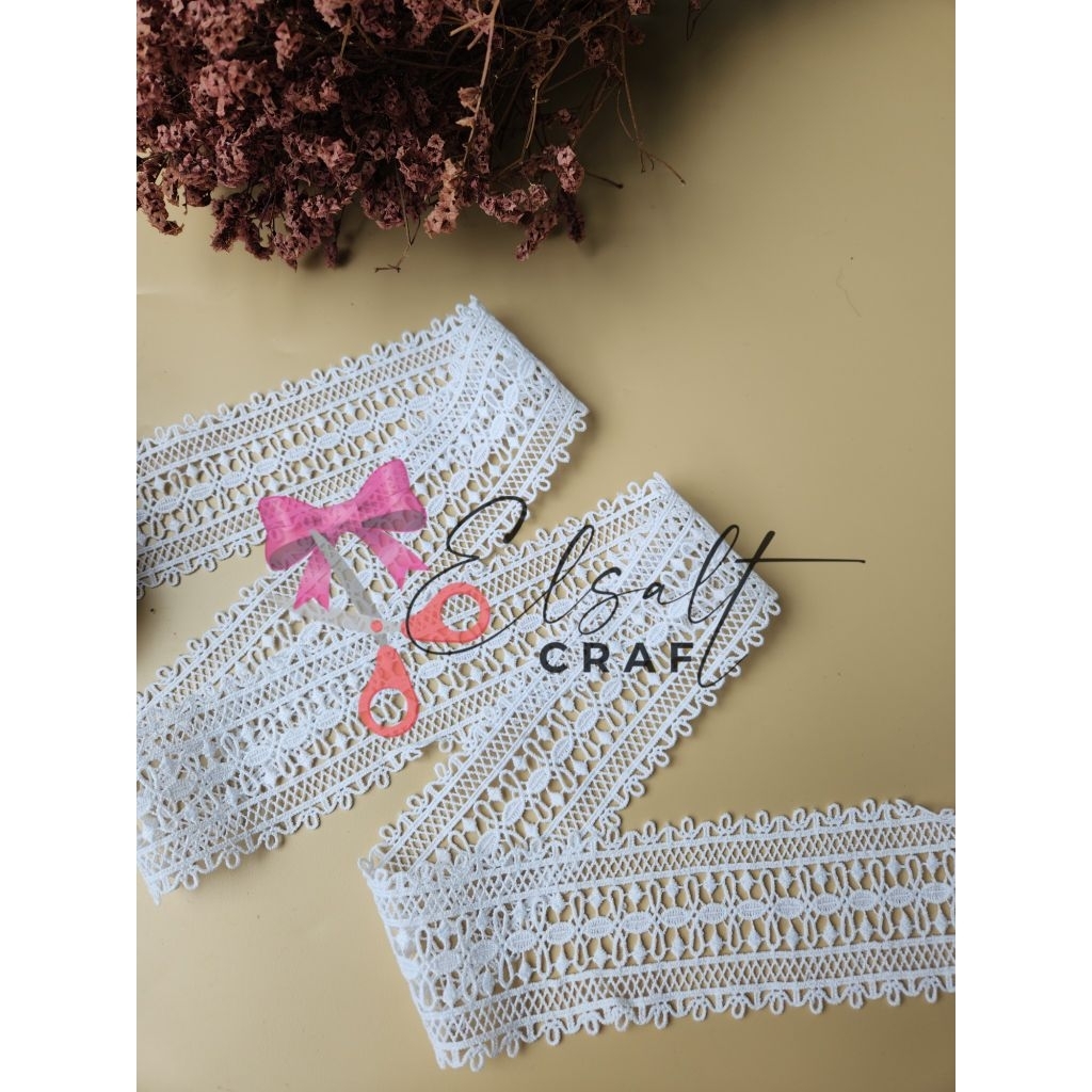 Renda Gyper Renda Ziper Renda Guiper 6cm Putih Harga per yard