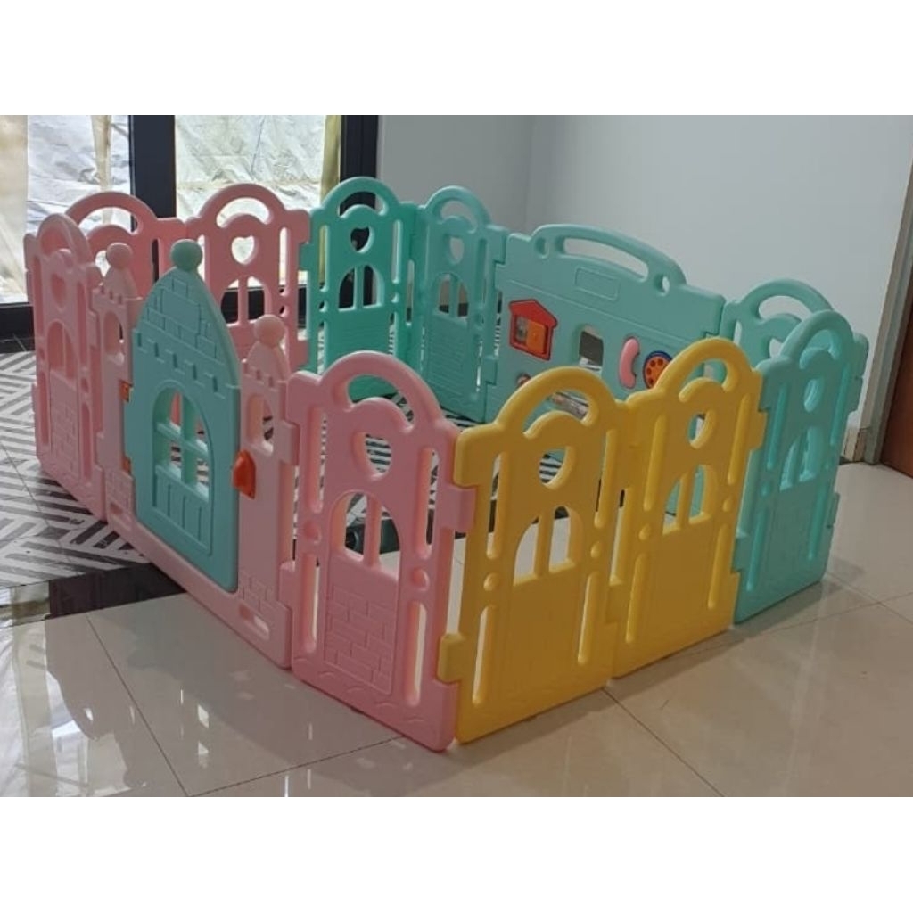 Ibebe Marshmallow Playroom Playzone Fence 12 Panel Pagar Bermain Anak Bayi