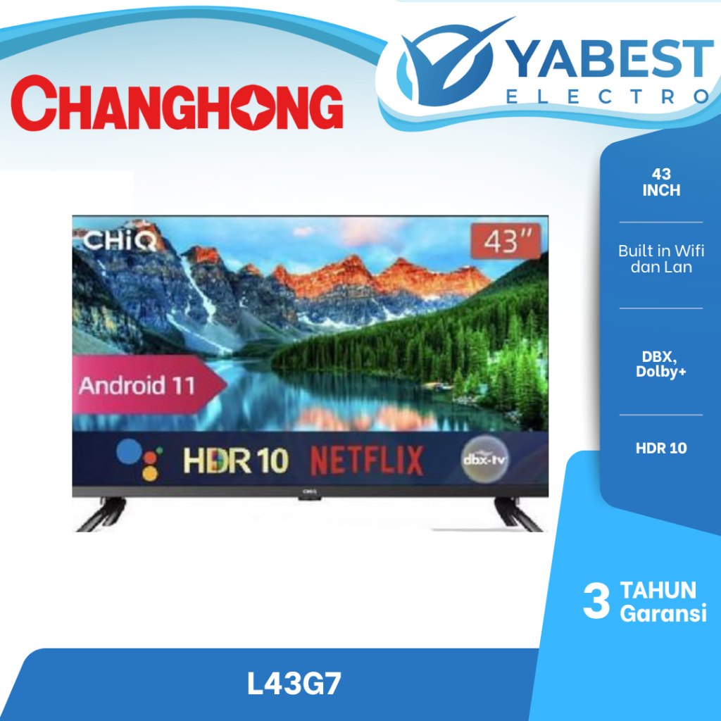 Changhong 43 Inch Android 11 Frameless Smart TV Digital L43G7N