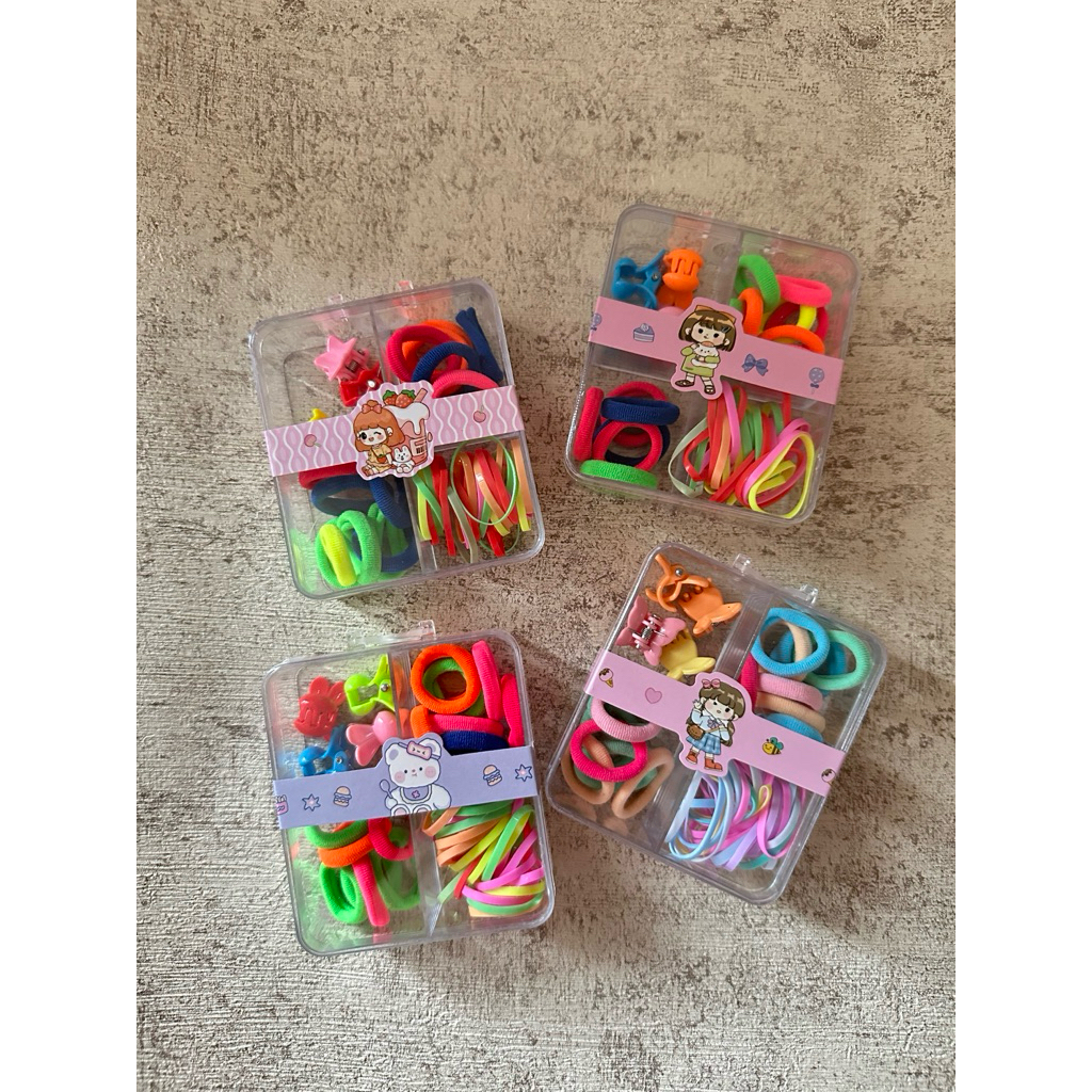 Karet rambut warna-warni / set karet rambut / set jepit / karet rambut / jepit rambut