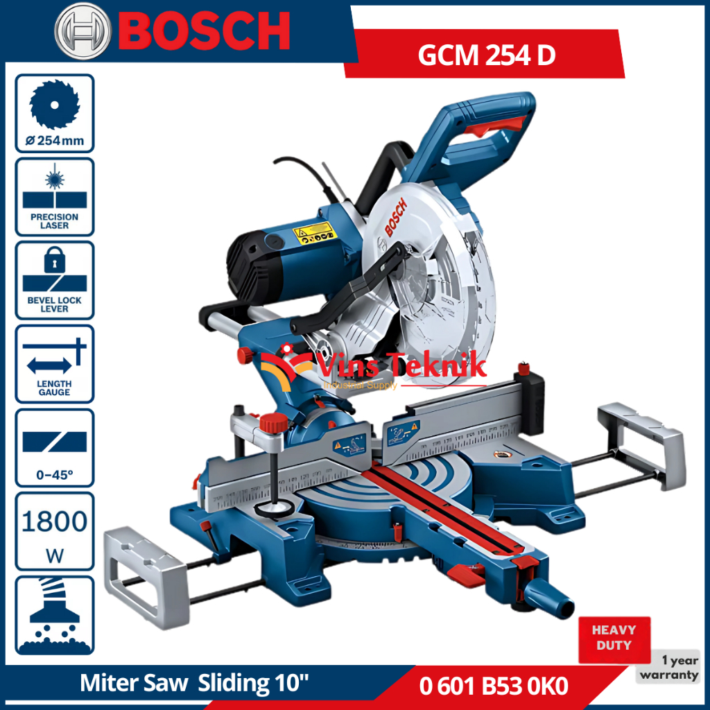 BOSCH GCM 254 D Mesin MiterSaw Gergaji Potong Miter Saw 10" GCM 254