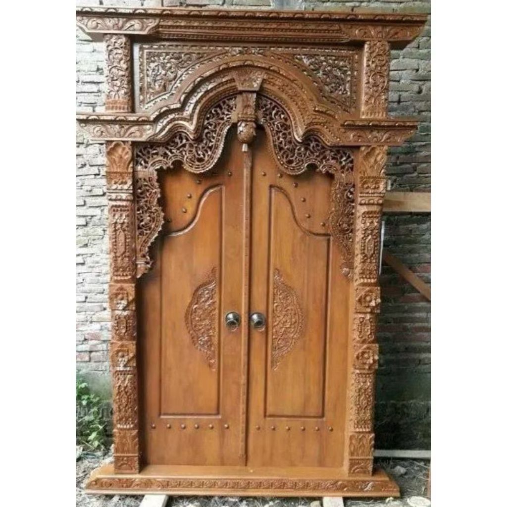 PINTU GEBYOK UKIRAN JEPARA KAYU JATI UKURAN 170X270