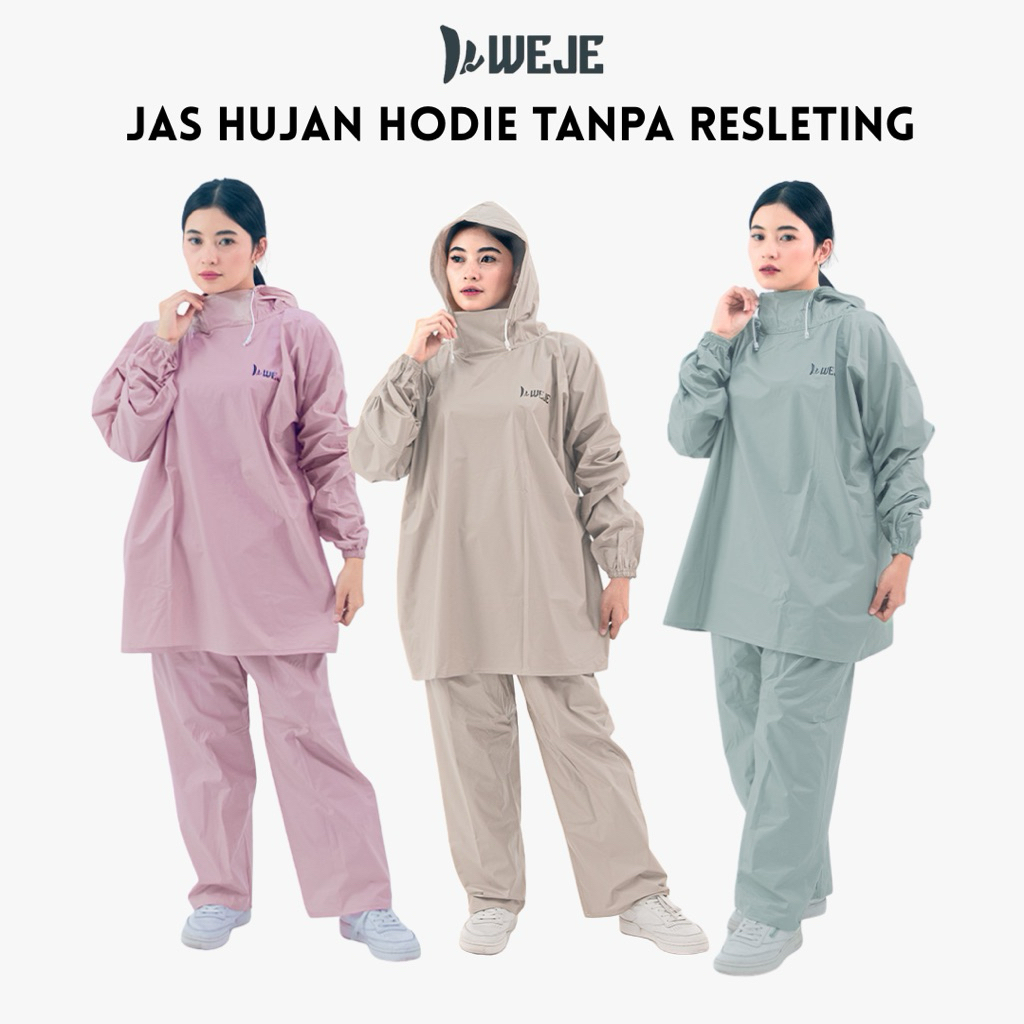 WEJE Jas Hujan Model Hodie Setelan Celana dewasa bahan PVC