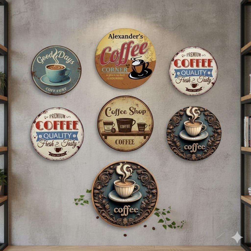 hiasan dinding kayu bulat serie Coffe