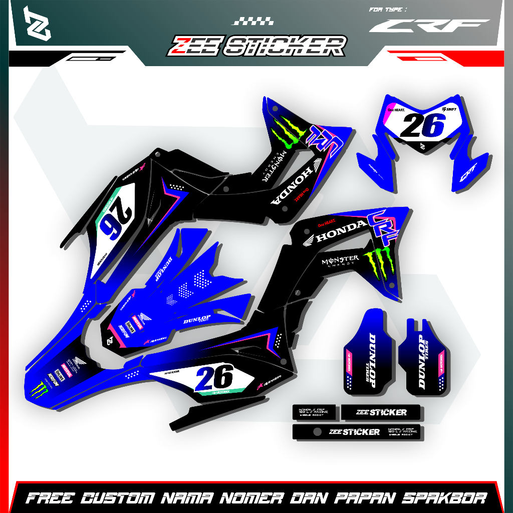 DECAL FULLBODY CRF 150L MOTIF MONSTER KECE VARIAN GLOSSY/DOFF HOLOGRAM CHROME BY ZEESTICKER