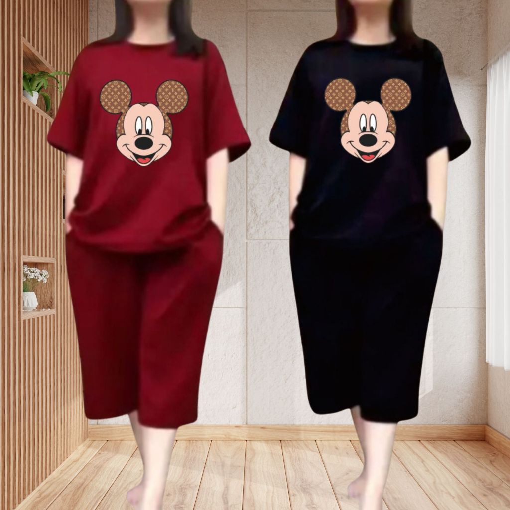 Setelan Jumbo Wanita Celana Kulot One Set Atasan Wanita Baju Kaos Dewasa Nyaman Adem Face MM
