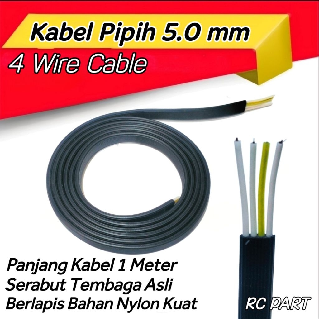 Kabel Isi 4 Serabut Tembaga Asli Kabel Rakit Kabel Pipih 5mm Berkualitas