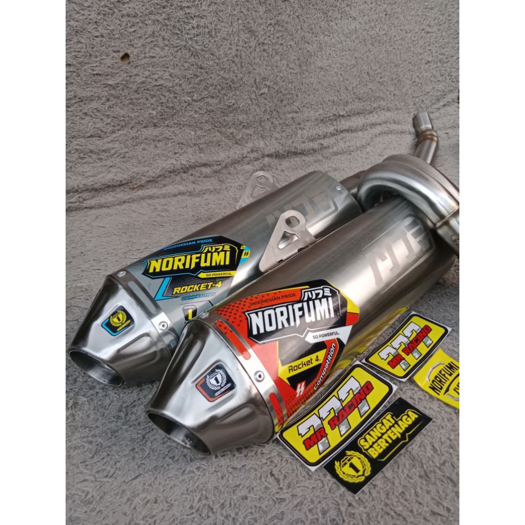 KNALPOT NORIFUMI ROKET 4 KOMPETISI INLET 50 PNP KLX CRF DTRACKER SUARA GAHAR PADAT