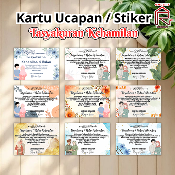 Stiker / Kartu Tasyakuran Kehamilan 4 Bulanan / 7 Bulanan / Tasyakur 4 Bulanan / Tasyakur 7 Bulanan