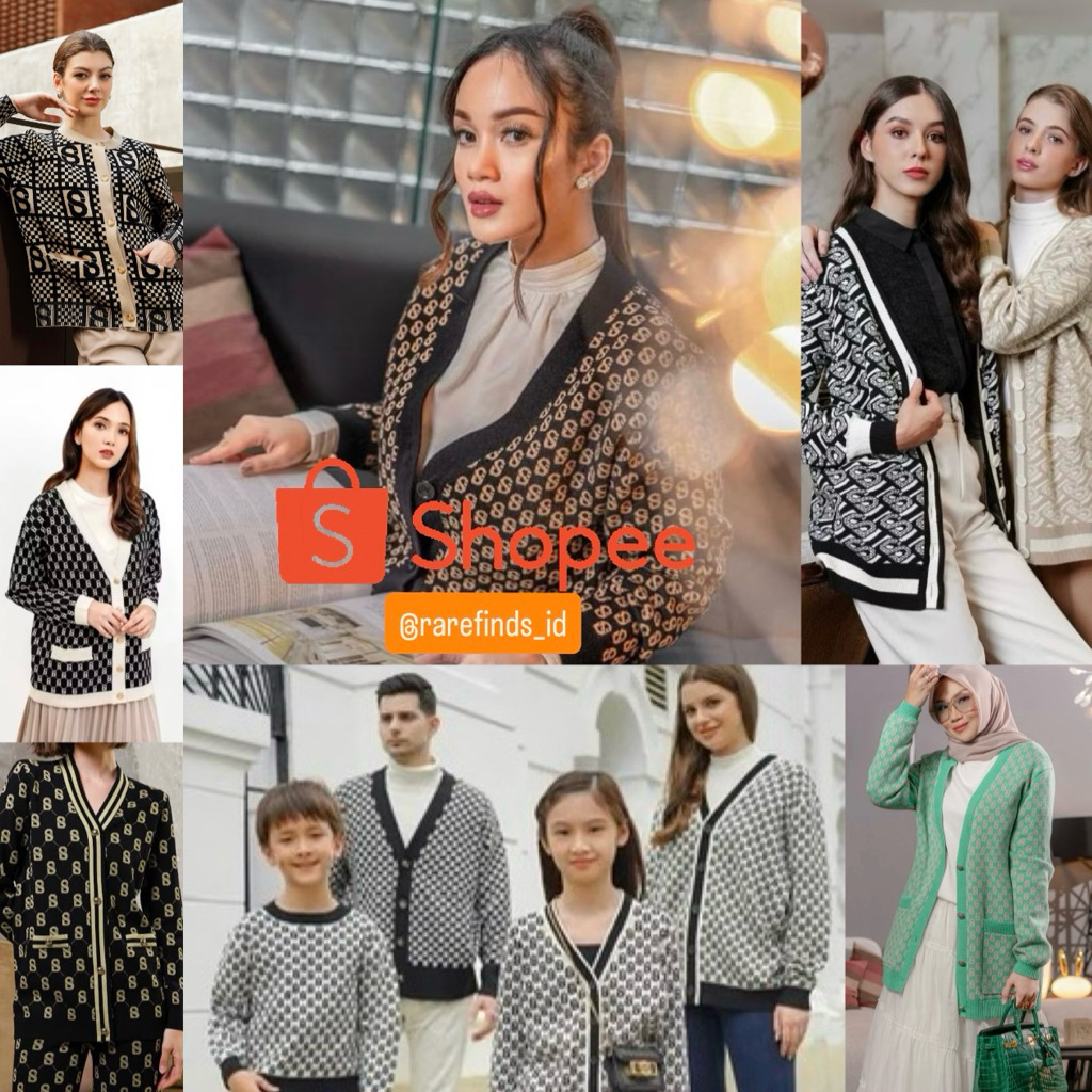 [NEW] Original Buttonscarves BS Monogram Signatutre Black Green Cardigan Kardigan Sweater Jacket Bla